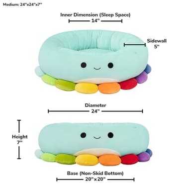 Squishmallows Original 24-Inch Jerrika The Octopus Pet Bed - Medium Sized Ultrasoft Official Plush Pet Bed - Image 3
