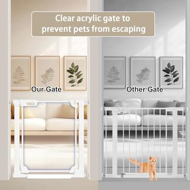 WAOWAO Clear Baby Gate for Stairs Modern Design Acrylic Auto Close Pet Gate, 29.52-37.79" Wide Safety Baby Gate for Doorways,White Clear Dog Gates Indoor, Hallways,Kitchen - Image 9