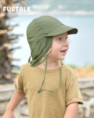 FURTALK Baby Sun Hat with Neck Flap UPF 50+ Adjustable Baby Boys Girls Summer Beach Hat for Traveling Swim Hat Green - Image 5