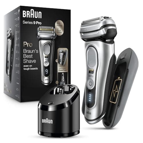 Braun Electric Razor for Men, Waterproof Foil Shaver, Series 9 Pro 9477cc, Wet & Dry Shave, with Portable Charging Case, ProLift Beard Trimmer, 5-in-1 Cleaning & Charging SmartCare Center, Silver - Image 1