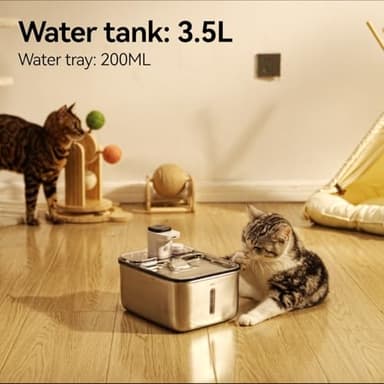 Stainless Steel Cat Water Fountain Wireless for Cats Indoor, Automatic Metal Dog Water Dispenser,Cordless Battery Operated Pet Drinking Fountain,Rechargeable Waterer with Motion Sensor 123oz, Gray - Image 8
