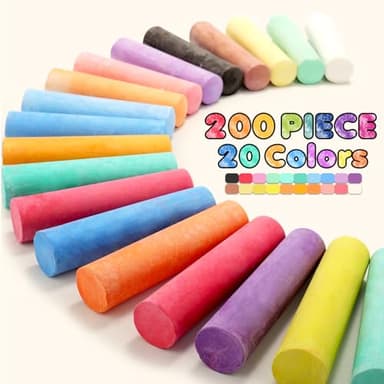 200PCS Washable Sidewalk Chalks Set in 20 Colors: Jumbo Drawing Chalk for Kids Outdoor Art, Non-Toxic Dustless Colored Giant Box Chalkboard Chalk for Toddler Painting on Blackboard, Playground, Party - Image 2
