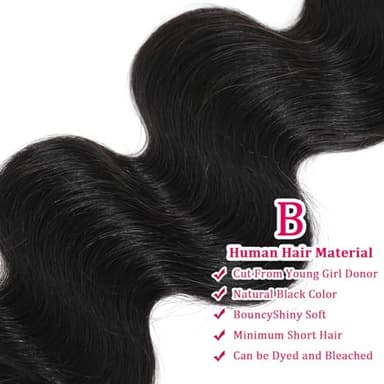 Human Hair Bundles Body Wave Bundles Human Hair 16 18 20 Inch 12A Grade 100% Unprocessed Brazilian Virgin Hair Body Wave 3 Bundles Deals Real Human Hair Extensions For Black Women Natural Black - Image 6