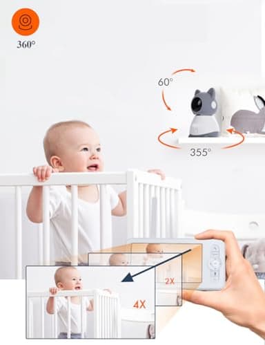 Yeluor 2K Baby Monitor, Baby Monitor with Camera and Audio, 5" Color Display, Infrared Night Vision, 2-Way Talk, Temperature & Sound Alarm, Cry & Motion Detection, Free Phone App - Image 4