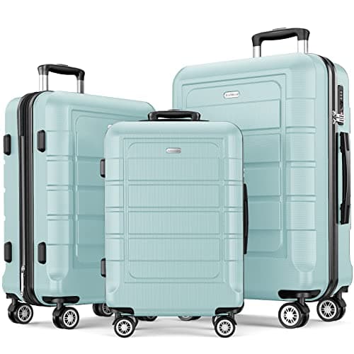 SHOWKOO Luggage Sets Expandable PC+ABS Durable Suitcase Double Wheels TSA Lock Mint Green - Image 1