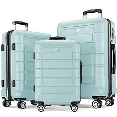 SHOWKOO Luggage Sets Expandable PC+ABS Durable Suitcase Double Wheels TSA Lock Mint Green - Image 1