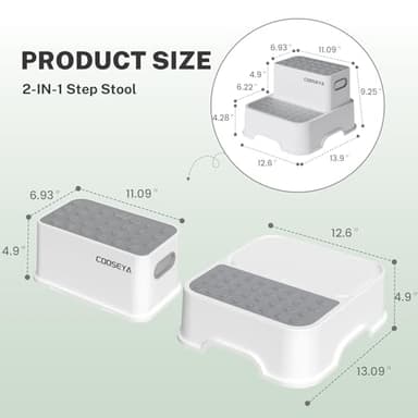 COOSEYA 2 Step Stools for Kids,Toddler Step Stool for Bathroom Sink,No-Slip Double up Stepping for Toddlers Bathroom, Multifunctional Toilet Potty Stool for Kids,Toilet Potty Training(2 Packs) - Image 4