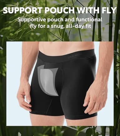 DAVID ARCHY Mens Underwear Rayon made from Bamboo 7-Pack, Wicking-Moisture & Cool Boxer Briefs with Support Pouch, Breathable Soft Stretch boxers for men with Fly (L, Black - 6.5'') - Image 4