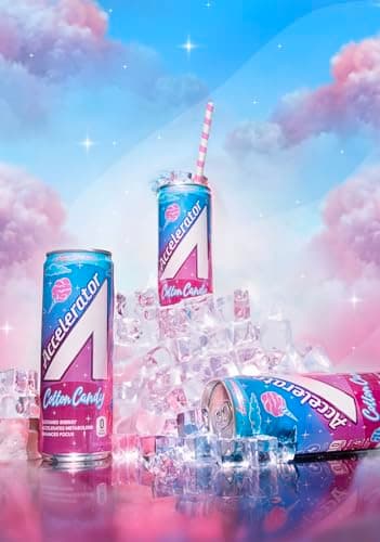 Accelerator Active Energy Drink Sugar Free Zero Carbs, Cotton Candy 12oz can(12 pack) Enhanced Focus & Sustained Energy from 100% Natural Caffeine (200mg), Ashwagandha, Coq10 & Green Tea Extract - Image 6