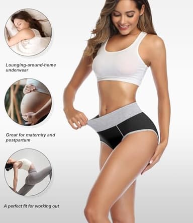 wirarpa Women's Soft Cotton Underwear Briefs Breathable 5 Pack High Waist Full Coverage Multicolor Ladies Panties Medium - Image 3