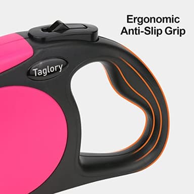 Taglory Retractable Dog Leash, 16ft No Tangle Leash Retractable for Small Medium Dogs Up to 44 lbs, One-Handed Brake, Pause, Lock, Pink - Image 6