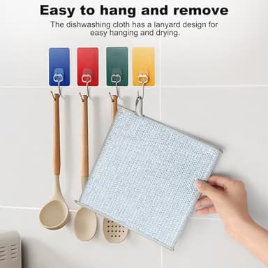 Jeymei 10pcs Non Scratch Wire Dishcloth Multipurpose Wire Dishwashing Rag for Wet and Dry,Metal Scrubbers for Cleaning Dishes,Dual-Sided Kitchen Cleaning Cloth with Mesh,Cleaning Tool for Pot, Blue - Image 6