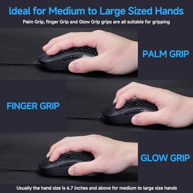 TMKB Falcon M1SE Ultralight Honeycomb Gaming Mouse, High-Precision 12800DPI Optical Sensor, 6 Programmable Buttons, Customizable RGB, Drag-Free Paracord, Ergonomic Wired Gaming Mouse - Matte Black - Image 6