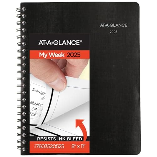 AT-A-GLANCE 2025 Planner, Weekly & Monthly, 8" x 11", Large, QuickNotes, Black (7603520525) - Image 1