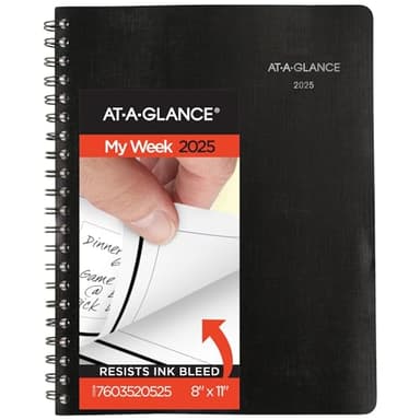 AT-A-GLANCE 2025 Planner, Weekly & Monthly, 8" x 11", Large, QuickNotes, Black (7603520525) - Image 1