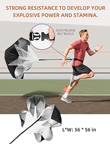 GHB Agility Ladder,Football Training Equipment Set,4 Agility Hurdles, 20 feet 12 Rungs Speed Ladder,12 Disc Cones,Resistance Parachute, Jump Rope, 5 Resistance Bands for Workout - Image 4