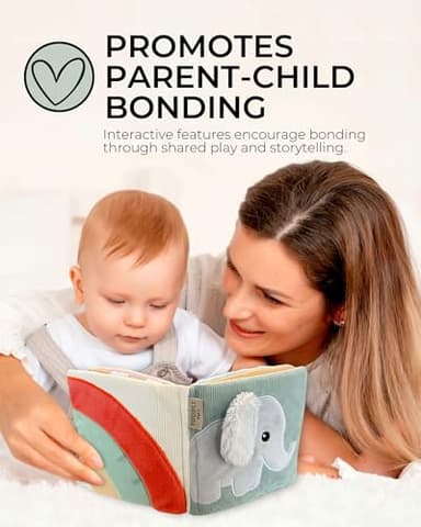 Cute Soft Baby Book with Mirror, Activities, Touch and Feel & Crinkle Pages - Interactive Sensory Cloth Toy for Babies 0-6, 6-12 & 12-18 Months - Adorable Animal Themes for Early Development - Image 7