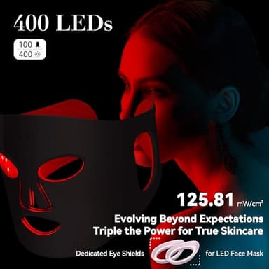 NVBOTY LED Light Therapy Mask, 4 Modes Portable with 2000mAh Rechargeable Remote, Blue, Amber, Infrared & Red Light Mask, 100 LEDs, at Home - Image 4
