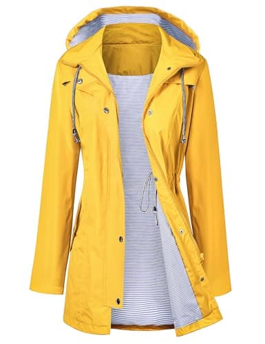 LOMON Women Raincoat Lightweight Active Wear Quick-drying Junior Casual Fashion Rain Jacket Outdoor Waterproof Jacket Yellow M - Image 1