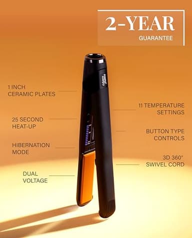 GLAMPALM Hair Straightener 1" Ceramic Flat Iron Infused with Vita C, Korea's No.1 Professional Salon Tool with 3D Swivel Cord & Dual Voltage,11 Heat Settings(220°–450°), 25s Fast Heat-Up (GP201) - Image 6