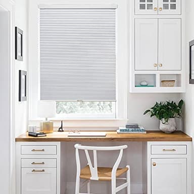 LazBlinds Cordless Cellular Shades, No Tools No Drill Blackout Honeycomb Shades Pleated Blinds for Windows, 26" W x 64" H, Silver White - Image 2