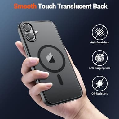 SUPFINE Magnetic for iPhone 16 Case (Compatible with MagSafe) (Military Grade Drop Protection) Translucent Matte Shockproof with Anti-Fingerprint Phone Cover,Black - Image 6