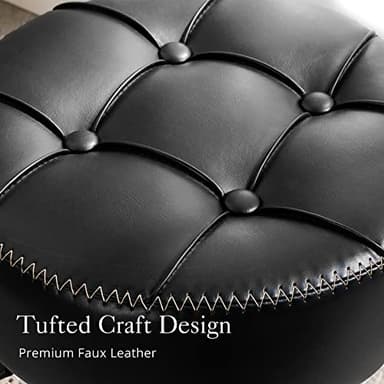 LUE BONA Adjustable Vanity Stool, 360°Swivel Vanity Chair for Makeup Room, Black Stool Chair for Vanity, Small Faux Leather Vanity Stools for Bathroom, Living Room - Image 4