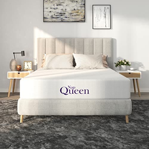 NapQueen 8 Inch Queen Size Mattress, Bamboo Charcoal Memory Foam Mattress, Bed in a Box, White - Image 1