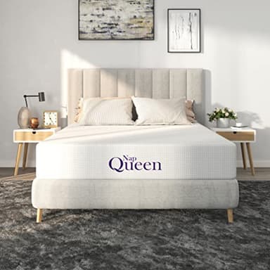 NapQueen 8 Inch Queen Size Mattress, Bamboo Charcoal Memory Foam Mattress, Bed in a Box, White - Image 1
