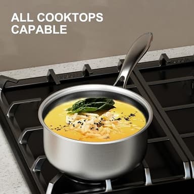 COOKER KING 3 Quart Stainless Steel Saucepan, Nonstick Sauce Pan, Ceramic Suce Pot with Tempered Glass Lid, Induction Pot Compatible with All Cooktops, Dishwasher & Oven Safe(PFAS/PFOA/PTFE Free) - Image 5
