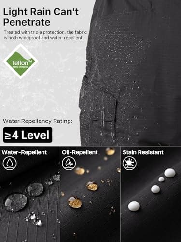 FREE SOLDIER Men's Water Resistant Pants Relaxed Fit Tactical Cargo Work Pants with Multi Pocket (Black 34W/34L) - Image 6