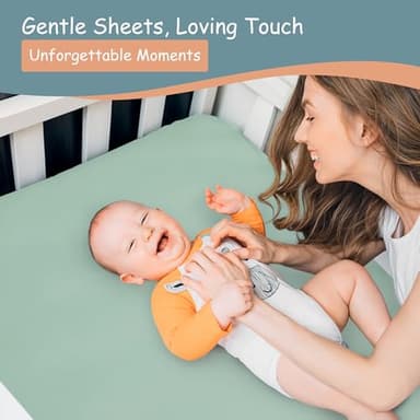 Little Peaches Baby Crib Sheets Neutral - Super Soft Toddler Bed Sheets for Standard Crib Mattress, Crib Sheets for Boys & Girls, Stretchy Knit Fitted Crib Sheet, 2 Pack - Polka Dot-Blue & Cool Blue - Image 7