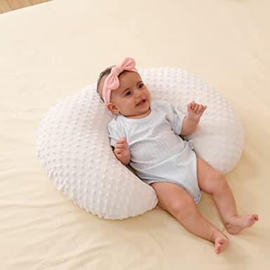 QUENESS Nursing Pillow and Positioner, Breastfeeding, Bottle Feeding, Baby Sitting Support with Removable Ultra Soft Cover, Tummy Time Support for Baby Boys and Girls (Beige) - Image 7