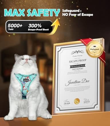 Halypet Cat Harness and Leash Set[MAX Safety 4th-Gen] Cute Escape Proof Vest Harness for Girl&Boy Cat Walking, Comfortable Adjustable Leash and Reflective Strips for Outdoor Kitten, M Purrfect Green - Image 4