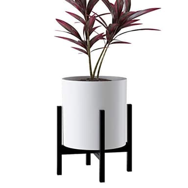 FaithLand Plant Pot 12 inch - Perfectly Fits Mid-Century Modern Plant Stand - Drainage Plug and Drainage Mesh Screen - Matte White - Image 6