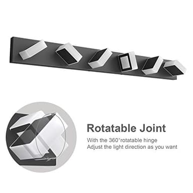 Ralbay Modern Black Vanity Lights Fixtures 6 Lights Acrylic Modern LED Matte Black Vanity Lights for Bathroom - Image 3