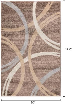 Rugshop Modern Wavy Circles Design Accent Rug, Fade-Resistant Carpet for Entryway, Bathroom, or Small Spaces, Brown, 2'7" x 4' - Image 3