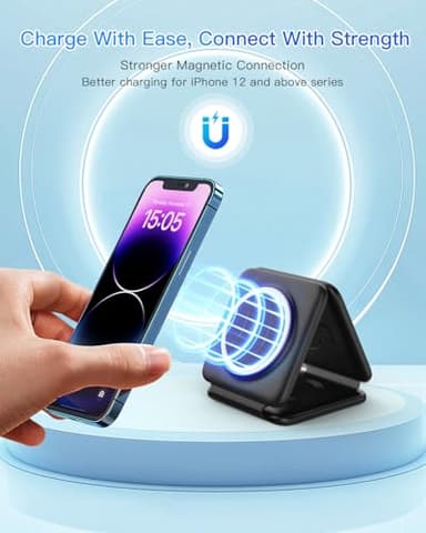 Magnetic Wireless Charger for iPhone: Fodable 3 in 1 Charging Station for Multiple Apple Devices - Travel Charging Pad Dock for Apple Watch iPhone 16 15 14 13 12 Pro Max Plus & Airpod - Image 7