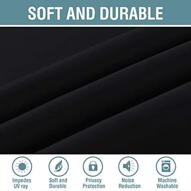H.VERSAILTEX 100% Blackout Curtains for Bedroom Black Out Curtains 96 inch Thermal Insulated Long Blackout Curtains for Living Room, Energy Saving Curtains for Patio Door Grommet (1 Panel, Jet Black) - Image 4