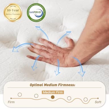 SNFPNE Queen Size Mattress 12 Inch, Hybrid Memory Foam Mattress with Zoned Pocket Coils Support and Motion Isolation Design, Strengthen Edge Support,CertiPUR-US Certified, Medium Firm in a Box - Image 4