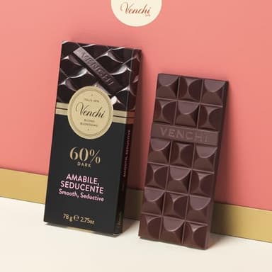 Venchi 60% Dark Chocolate Bar, 2.75 oz - Naturally Gluten Free- Delicate Dark Chocolate - Vegan Friendly - Image 5