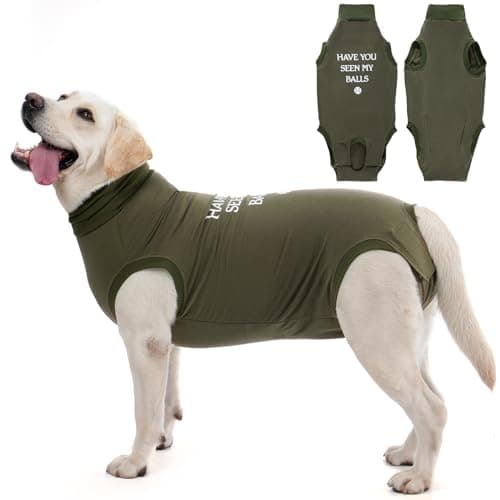 Avont Dog Recovery Suit, Surgery Shirt for Female Spay Male Neuter Skin Conditions, Surgical Onesie Bodysuit Prevent Licking Dog E Collar Cone Alternative -ArmyGreen (2XL) - Image 1