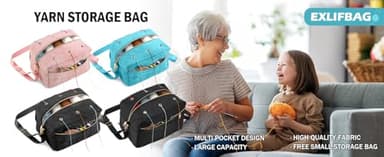 EXLIFBAG Crochet Bag, Yarn Storage Organizer with Adjustable Shoulder Straps, Yarn Bag for Crochet Accessories, Knitting Needles & Crochet Hooks - Image 7