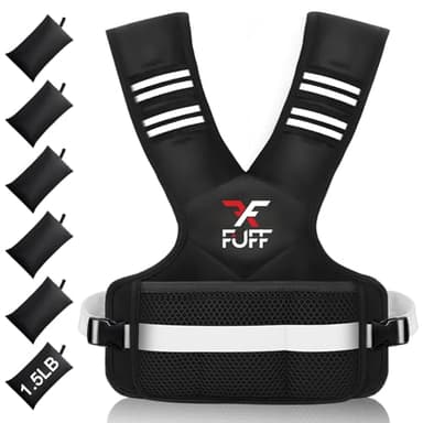 FUFF weighted vest woman 11–20 lb Unisex with 6 Weight Bags, Reflective Adjustable Weighted Vest for Walking, Exercise and Strength Training - Image 1
