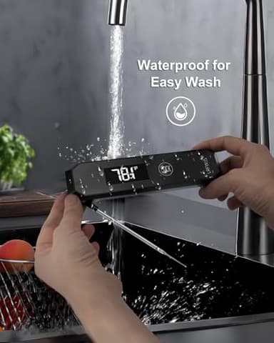 Meat Thermometer Digital 0.5 Sec Instant Read Thermometer, Accurate to ±0.5°F Ultra Fast Digital Food Thermometer for Cooking Outside Grill BBQ, 180° Auto Rotating Display, Waterproof, Auto Wake/Sleep - Image 3