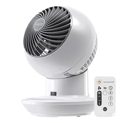 IRIS USA WOOZOO Air Circulator Fan with Remote, Oscillation, 3 Speeds, 52ft Max Air Distance, Adjustable Tilt, Quiet Motor, Small Fan for Bedroom, Office, Dorm, White - Image 1