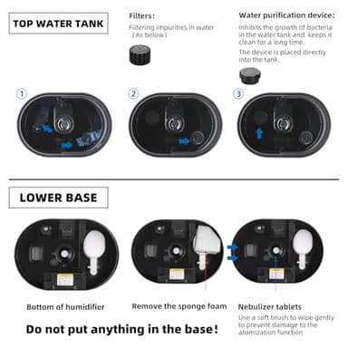 Coolfiqu 6L Humidifiers for Bedroom Large Room Home, Cool and Warm Humidifier for Plants Mist Top Fill Desk Humidifier Essential Oil Diffuser, Quiet Humidifiers with Adjustable Mist,360°Nozzle-Black - Image 3