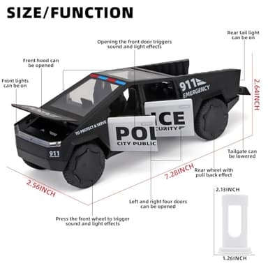 OANMYJJO Trucks for Boys Toy Pickup Truck 1/32 Police Car Toy,Police Cars for Kids Ages 3-5,Pull Back Cars with Lights and Siren,Toy Trucks for Boys Age 4-7 - Image 2