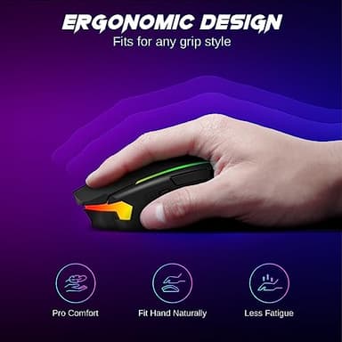 Redragon Wireless Gaming Mouse, Tri-Mode 2.4G/USB-C/Bluetooth Mouse Gaming, 12000 DPI, RGB Backlit, Fully Programmable, Rechargeable Wireless Computer Mouse for Laptop PC Mac, Black - Image 8