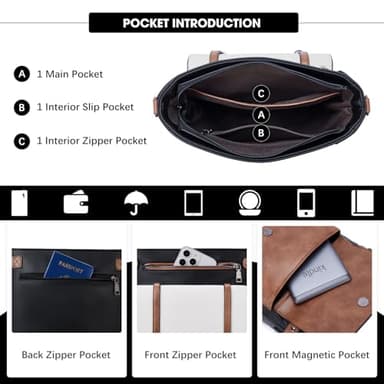 Roulens Crossbody Bags for Women,Multi Pocket Crossbody Purses Vegan Leather Shoulder Handbags Travel Purse Adjustable Strap - Image 3
